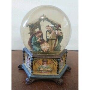 Nativity Snow Globe Music Box Kurt Adler Baby Jesus Christmas Joy To The World